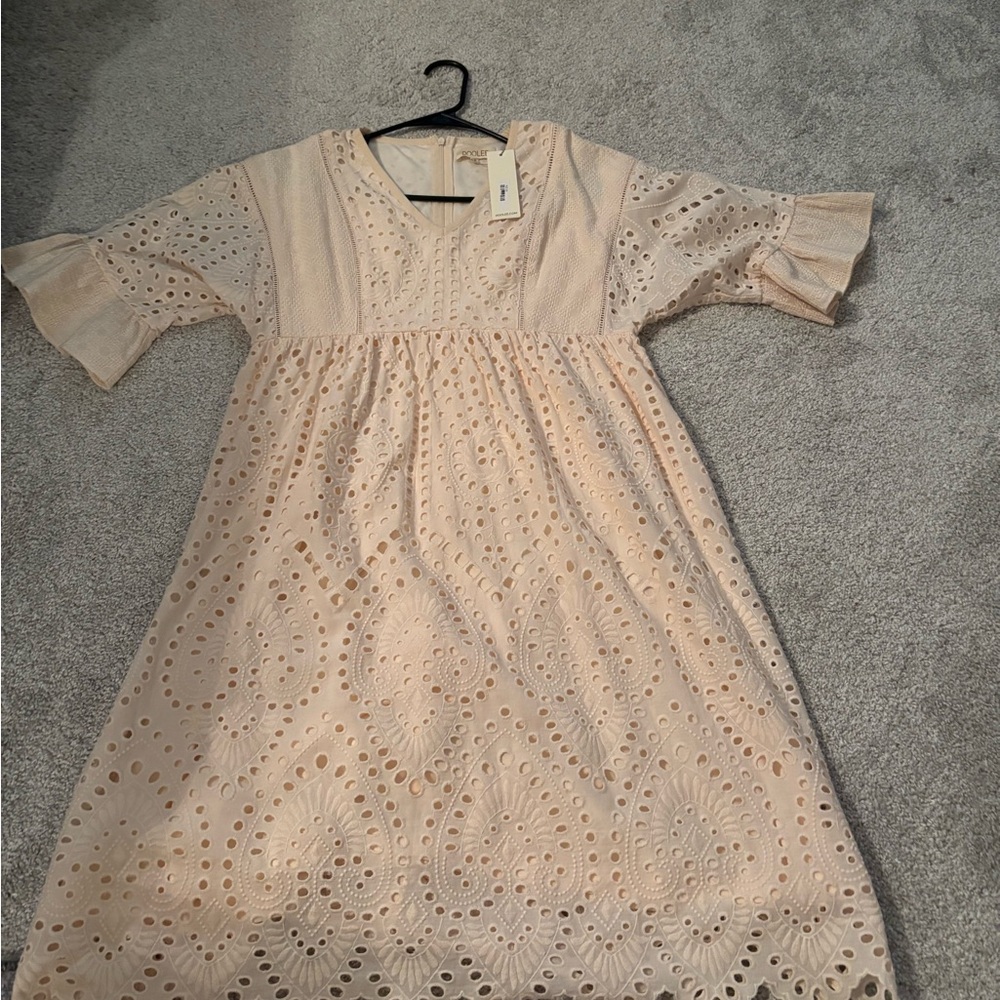 Roolee Beige Eyelet Casual Dress